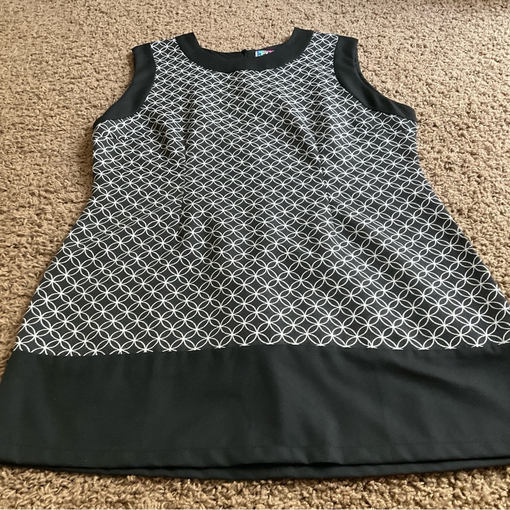 Fab 1960’s Inspired Mini Dress; Mod Geometric Design! Black & White Sleeveless - Picture 2 of 8